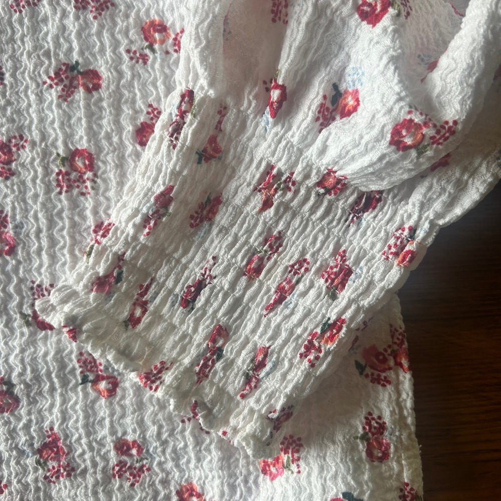 Loft Sweet Red Rose Crinkle Blouse Top XXL - Picture 2 of 3
